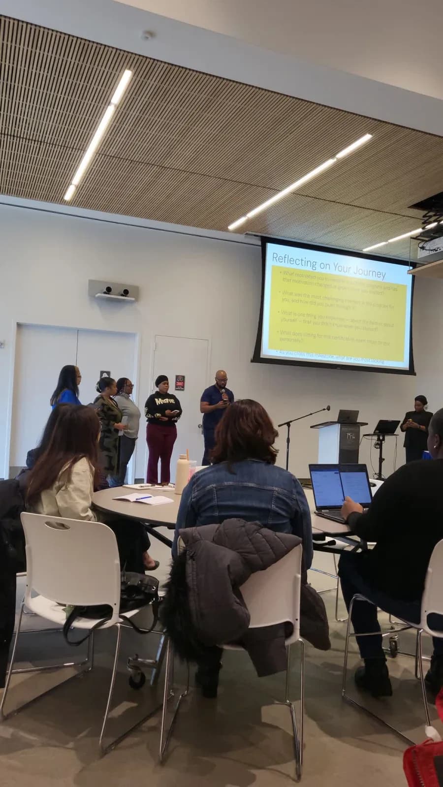 Uplift students presenting their workforce program journey